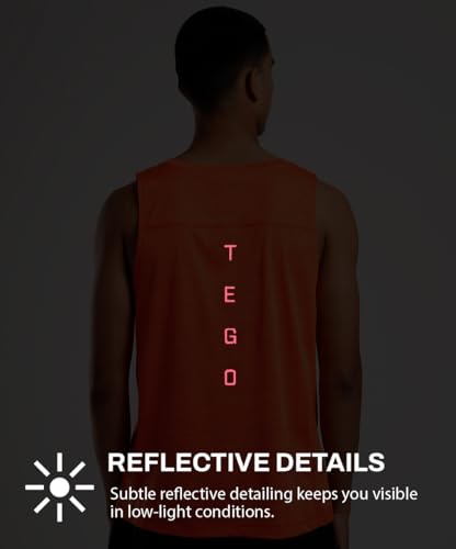 Image of TEGO Men's Pacer Tank | Lightweight Ultra-Breathable Running Tank | Moisture-Wicking | Athletic Fit | Chafe-Free Seams | Reflective Details | 100% Polyester Gym Tank Top