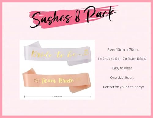 Accesorios de despedida de soltera con velo, banda de novia y tatuajes (18 uds) 3