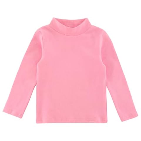 AngelBabies Kids Bottom Shirt Fashion Long Sleeve Casual T-Shirt Toddlers Children Clothing Boys Girls Mid-Neck Top Spring Autumn Winter Peach 2-3T Cover