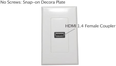 Single Port HDMI Wall Plate with Snap-on Decora Plate (3D Support, Ivory)