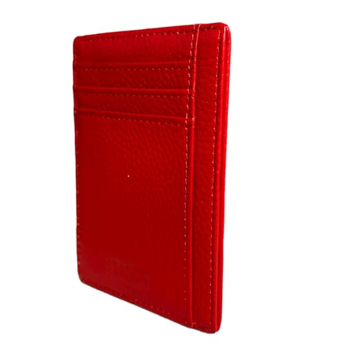 BANDI Slim Wallet, Minimalist Front Pocket RFID Blocking Wallet Credit Card Holder for Men & Women - Cherry