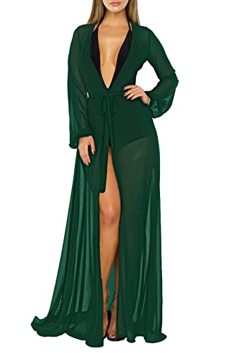 Robe de plage sexy manches longues maille fine tunique été femme