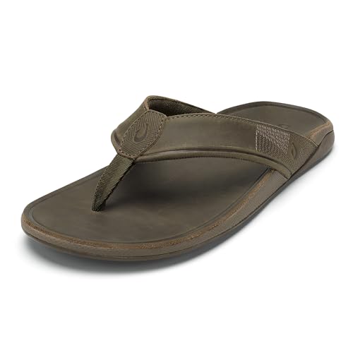 Image of OluKai Tuahine Men's Waterproof Leather Sandals, Versatile Beach Flip Flops, Arch Support & Comfort Fit, Lightweight & Durable, Enhanced Grip & Traction