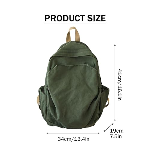 Generic Lightweight Travel Canvas Backpack Vintage Daypack Yk2 Backpack Multipurpose Adjustable Shoulder Straps Backpack Travel Green thumb #6
