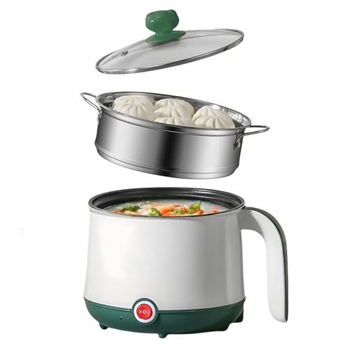 Olla Eléctrica, 1.8 L Olla Caliente Eléctrica Y Vaporizador, Cocina Eléctrica De Pasta, Mini Olla Antiadherente Multicocina Para Filetes, Fideos, Sopa, Huevo, Avena, Ramen, Pasta