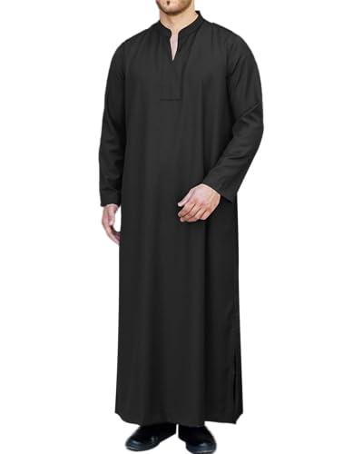 LVCBL Kaftan Thobe for Men Big And Tall Muslim Robe Mens Long Sleeve Caftan2
