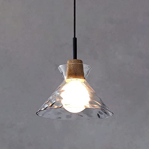 Suspension en verre martelé transparent à la main, luminaire de plafond haut de gamme