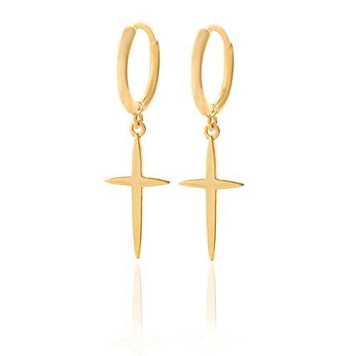 Boucles d'oreilles à tige en argent 925 LLXYWJ, une croix lisse d'une brillance intemporelle.