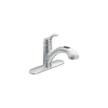 Moen CA87316C Chrome Renzo One Handle Low Arc Pullout Kitchen Faucet
