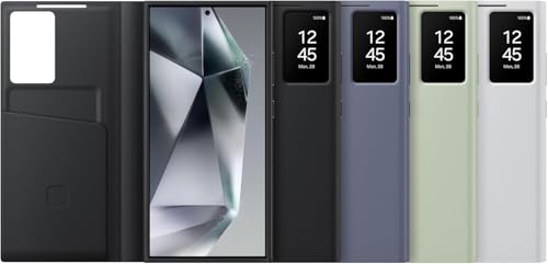 Image of Ultra-Hybrid for Samsung Galaxy S24 Ultra S-View Wallet Case - Protective Leather Cover with Smart Screen Display, Tap Control, Slim Design, and Built-in Card Holder Pocket Case (Titanium Gray)