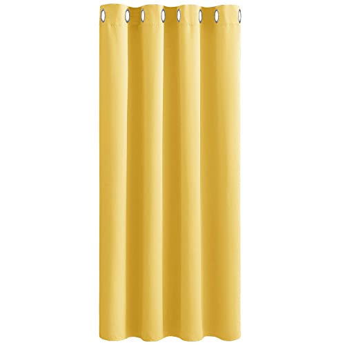 PONY DANCE Sunny Yellow Blackout Curtain - Home Decor Insulated Small Window Curtain for Living Room, Bedroom Kitchen Soundproof Drape Privacy Protection, 52x54 Inch, Sold as 1 Panel