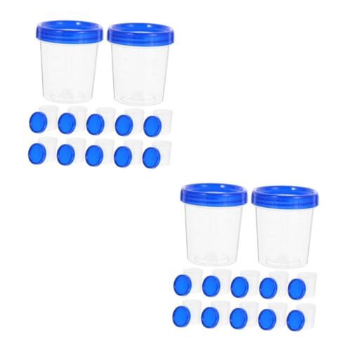 HAWILLOSCH 2sets Small Measuring Cups Lids 120ml Specimen Containers Lab Grade Leakproof 12pcs*2