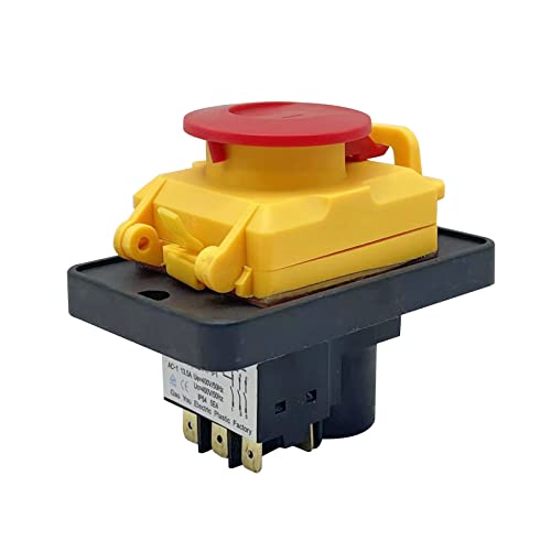 Yearninglife 3-Pin Device Switch 400 V-50 Hz, Push Button, Yellow, IP54, Manual Operation
