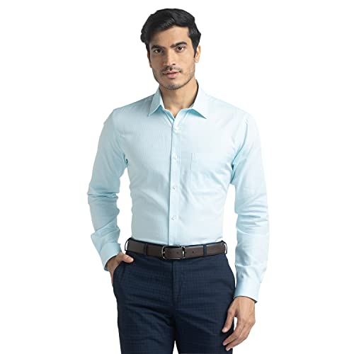 Image of Raymond Men's Pure Cotton Structure Pattern Slim Fit Semi Cutaway Collar Full Sleeve Formal Shirt