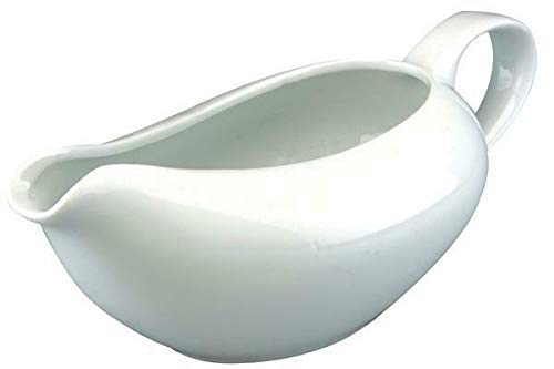 Ossian Porcelain Gravy Boat – Traditional White 550ml Ceramic Serving Jug for Cream Custard Sauce – Perfect for Dining Table Restaurant Café Wedding Roast Dinner – Dishwasher Microwave Safe