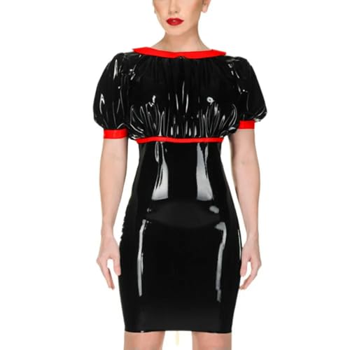 Minivestido negro de retazos de PVC: tu look ideal para fiesta de club