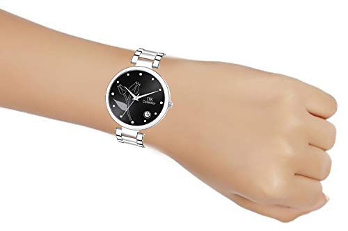 Image of IIK COLLECTION Round Dial Stainless Steel Bracelet Chain Analogue Day & Date Functioning Watch For Women And Girls, Dial Color-Assorted