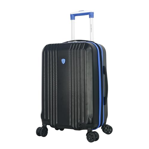 Olympia USA Apache II 22 Inch Expandable Rolling Carry On Lightweight Hardside Double 4 Wheel Spinner Luggage Suitcase with Locking System and Hidden Laptop Compartment, Black/Blue