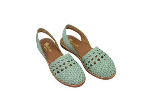 Macarena Collection Huarache 2340 Sandales mexicaines faites à la main en cuir pour femme | Sandales confortables et élégantes pour femme, menthe, 37.5 EU
