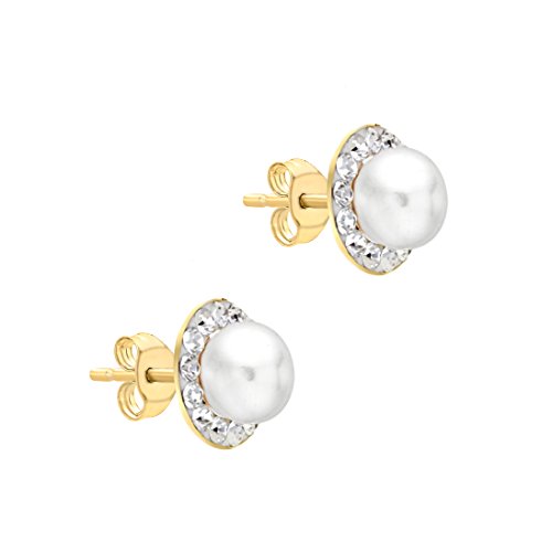 Boucles d'oreilles en or jaune 9 cts et oxydes de zirconium à l'éclat intemporel