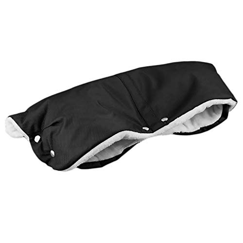 Waymeduo Kinderwagen Muff Handwärmer Wasserdicht Baby Stroller Hand muff Mit Fleece Winddicht Radanhänger für Winter, Schwarz