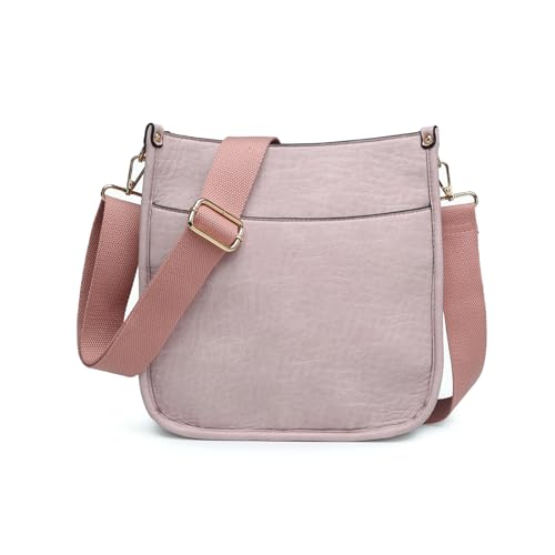 Image of Posie Crossbody Bags for Women Trendy Vegan Leather Hobo Purses Shoulder Handbags with Wide Adjustable Guitar Strap