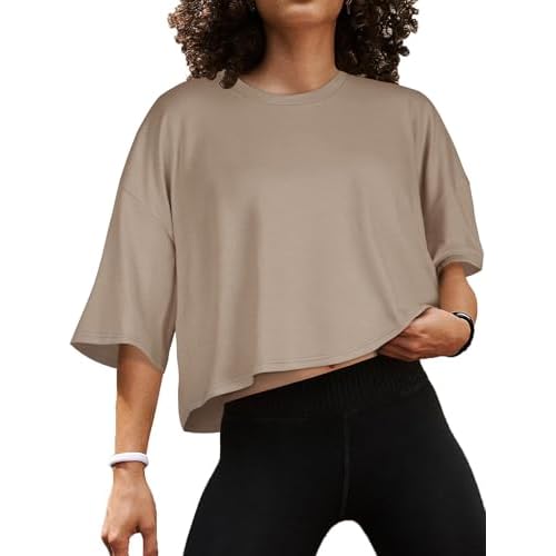Summer Crop Tops for Womens Casual Half Sleeve Top Loose Fit Short Sleeve T Shirts Workout Oversized Tees 2026