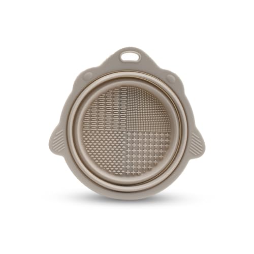 Foldable Makeup Brush Cleaner Bowl Silicone Beige Portable Cleaning Tool for Brushes Powder Puffs Beauty Blender (1PC)
