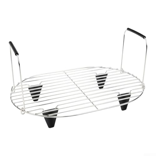 Versátil estante de acero inoxidable para olla posible de 8.5 cuartos de galón, asas de silicona resistentes al calor para asar, cocinar al vapor y hornear de forma segura