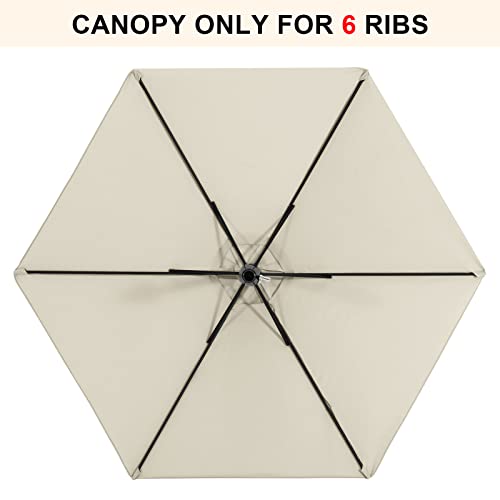 Image of MASTERCANOPY Patio Umbrella 7.5 ft Replacement Canopy for 6 Ribs-Creamy White Canopy Only