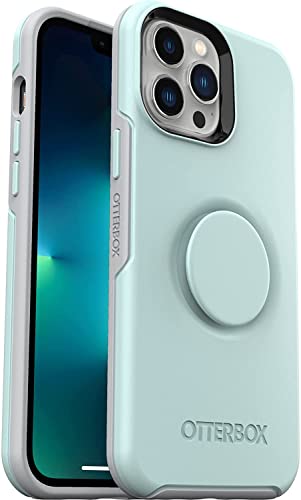 OtterBox iPhone 13 Pro Max & iPhone 12 Pro Max Otter + Pop Symmetry Series Case - Tranquil Waters (Blue), Integrated PopSockets PopGrip, Slim, Pocket-Friendly, Raised Edges Protect Camera & Screen