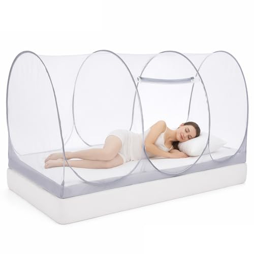 Liemuao Moustiquaire Pop Up pour Lit Simple, 200x100x90 cm Pliable Moustiquaire de Voyage avec...