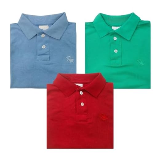 Kit 3 Camisa Polo Basica Infantil Masculina (BR, Idade, 8 Anos, Regular, AZUL - VERDE - VERMELHO)