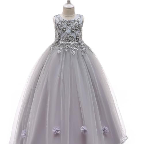 Quenny Children's Princess Dress, Girls' Flower Beaded Catwalk Dress