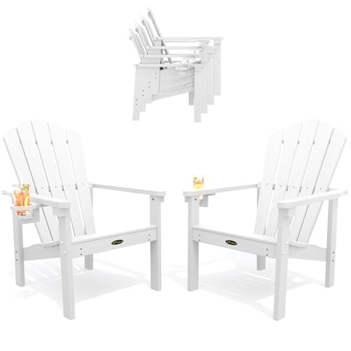 THOEOE Stackable Adirondack Chair Set of 2 HDPE All-Weather Fire Pit Chair