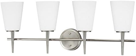 Driscoll Brushed Nickel 4-Light Vanity with Opal Etched Glass Shades