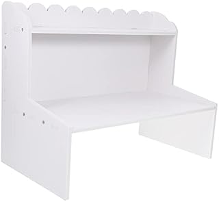 Cabilock Display Organizer Shelf Multi-layer Stand Flowerpot Kitchen Style Wooden Study Wood Vanity Room Bookcase Supplies Mini Storage for Free Tier Seasoning Tabletop White Sundries
