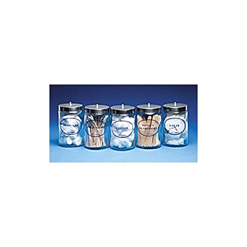 Dukal TEC 4012 Tech-Med Flint Glass Sundry Jars, Unlabeled, Stainless Steel Lids (Pack of 6)