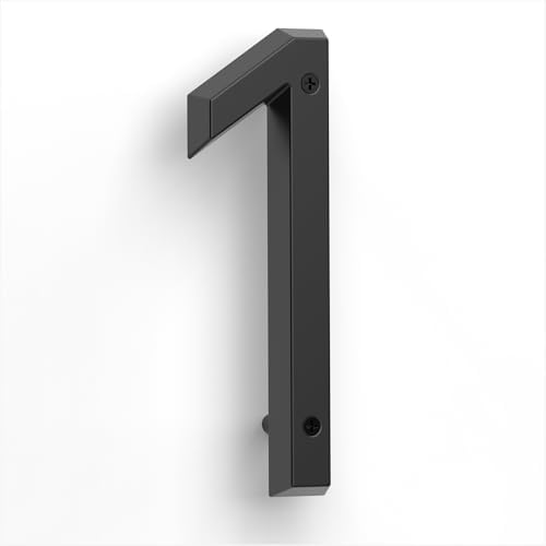 6" Floating House Number for Outside, Metal Modern House Numbers, Black 1
