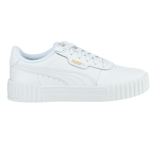PUMA Womens Carina 3.0 Lace Up Sneakers Shoes Casual, Puma White-puma Gold, 6 M