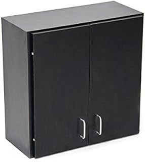 Buy-Rite Overhead Black Shampoo Cabinet for Salons & Barbershops – Wood Construction, Adjustable Shelf, Double Handles, 21" x 10" x 21", Fully Assembled Storage BR-5200