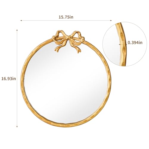 Image of 16 Inch Gold Circle Mirror, Round Gold Mirror, Vintage Wall Mirror Decor