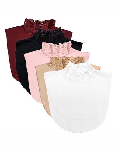 Lace Mock Neck Detachable Collar for Women, Soft Breathable Fake Dickey Collar