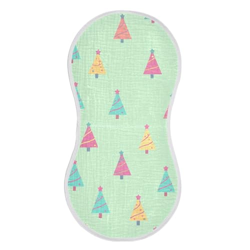 4 Pack Baby Burp Cloths, Soft Absorbent Burping Cloths for Babies, Cotton Milk Spit Up Rags, Large Size for Newborns, Baby Boys and Girls (Christmas Tree Pattern)2