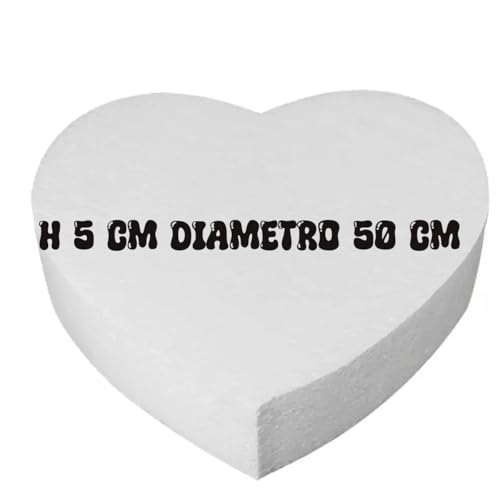 Base en polystyrène en forme de cœur, 50 cm de diamètre, 5 cm de hauteur, pour gâteau design et décorations