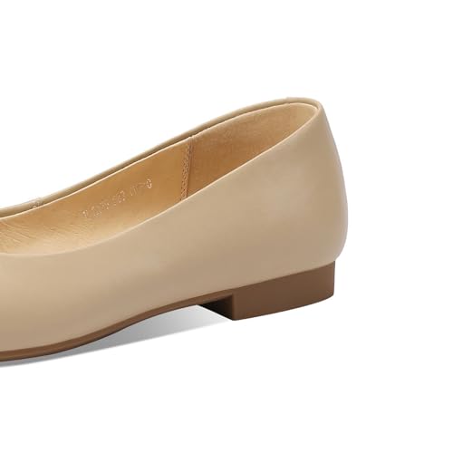 Women's Genuine Leather Soft Closed Square Toe Handmade Comfortable Ballet Flats4