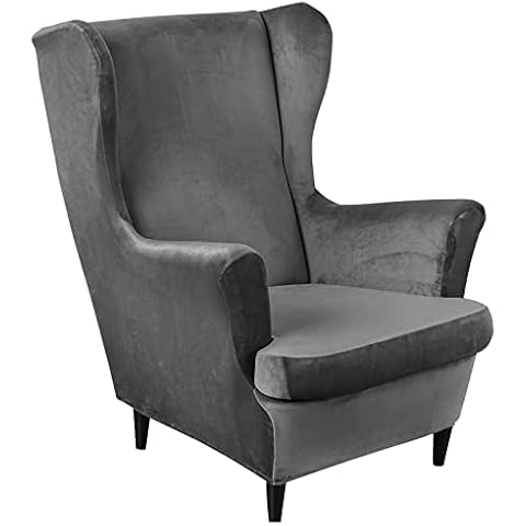 Mingfuxin Velvet Wingback Chair Covers Set Cover