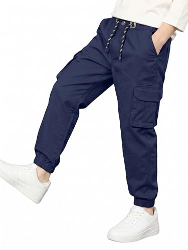 Image of A.T.U.N. (ALL THINGS UBER NICE) Boys Cotton Cargo Pants | Soft Comfortable Casual Wear | Relaxed Fit Trousers with 6 Utility Pockets | Adjustable Waist for Daily Outdoor and Travel Use