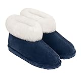 Lammfell Hausschuhe Luxus Gummisohle Damen und Herren Farbe blau, Gr&ouml;&szlig;e 41