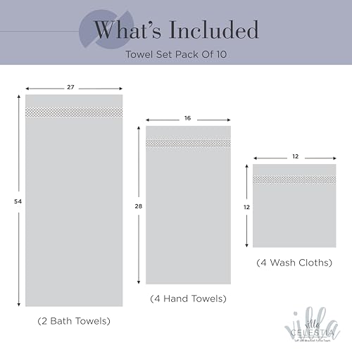 Image of 10-Piece 100% Cotton Towel Set, 2 Bath Towels, 4 Hand Towels, 4 Wash Cloth, Quick-Dry, Navy Blue